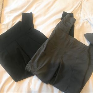Lot of two high waisted leggings, gray & black